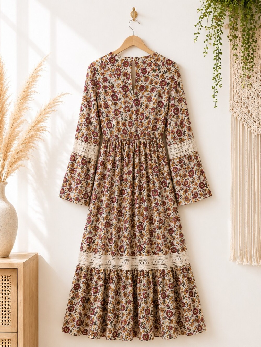 Myra Bag Floral Boho Maxi Dress XL Cottagecore Prairie Romantic Rayon Dress - Picture 6 of 8